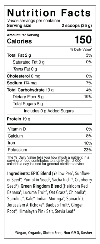 Sprout Living Epic Plant-Based Protein - Green Kingdom(455g) - Lifestyle Markets